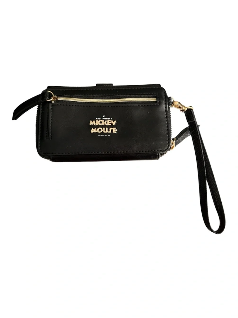Disney Black Clutch with Gold Mickey Ring and Braided Tassel